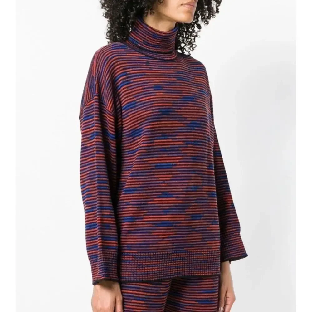 Missoni Oversized 100% Virgin Wool Striped Turtleneck Sweater EUC Sz Small $595